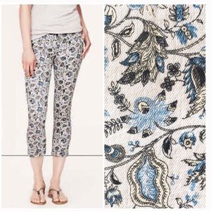 Loft Modern Cuffed Floral Denim Crop sz14 NWOT